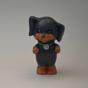 [#3] Vintage Littlest Pet Shop - 1992 - Small Black/Brown Dog with Green Collar